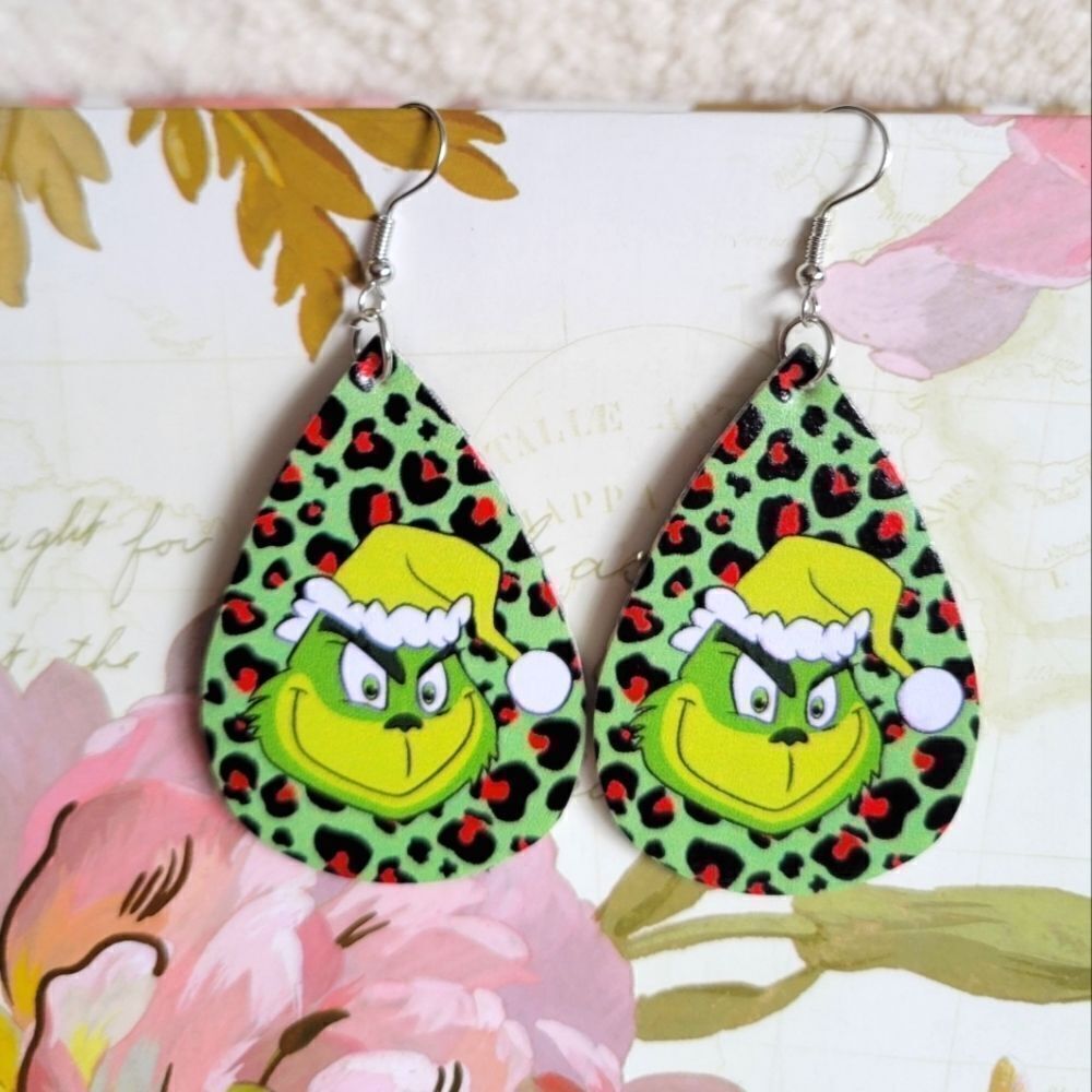 NEW DR Seuss Mr Grinch Christmas earrings